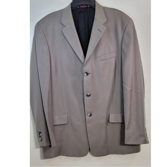 Pierre Cardin Fundamentals Blazer Mens 46L Beige Three Button 100% Wool Lined - Picture 1 of 9